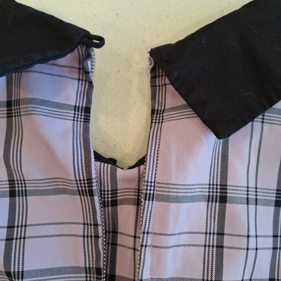Sugar Thrillz Cropped Preppy top, Pink with Plaid design and Full Back Zipper - Picture 3 of 4